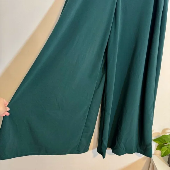 La Femme en Noir Emerald Green Palazzo Wide Leg Pants Gothic Whimsigoth Pinup L - Picture 5 of 10